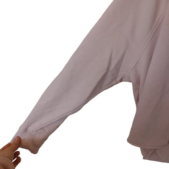 Areie Size Medium M Light Pink Raw Hem Sweatshirt Long Sleeve Top Casual Comfy - Picture 6 of 11